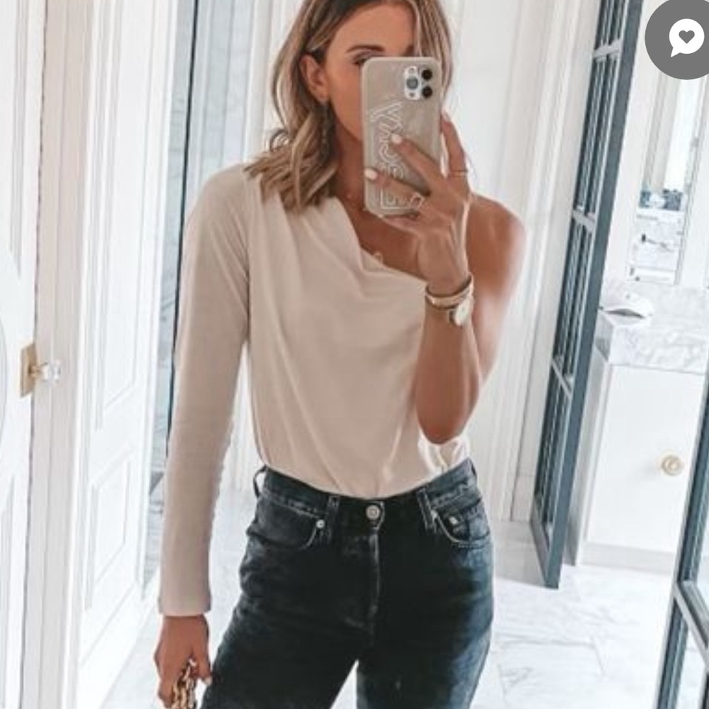Scottie One Shoulder Top in Bone